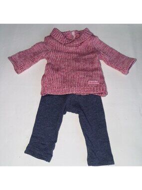 American Girl Doll Cozy Sweater Outfit 2011 Pink Knit Sweater Blue Leggings 18"
